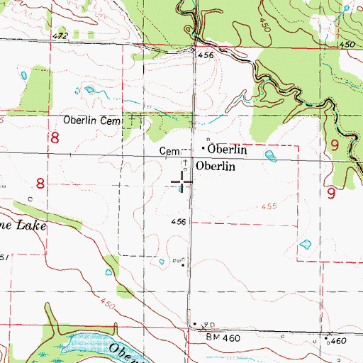 Topographic Map of Oberlin, OK