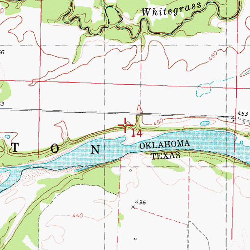 Topographic Map of Oberlin Ferry, OK
