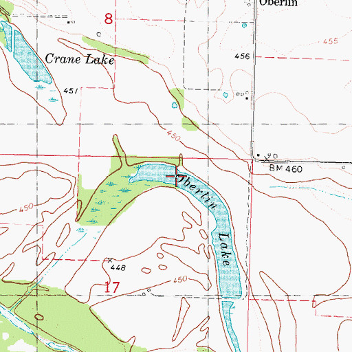 Topographic Map of Oberlin Lake, OK