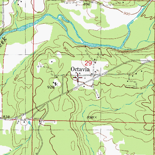 Topographic Map of Octavia, OK