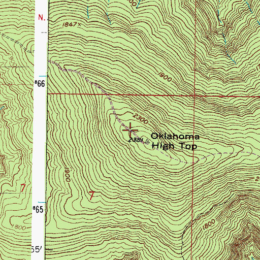 Topographic Map of Oklahoma High Top, OK