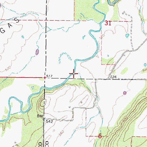 Topographic Map of Peach Creek, OK