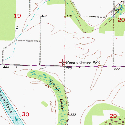 Topographic Map of Pecan Grove School, OK