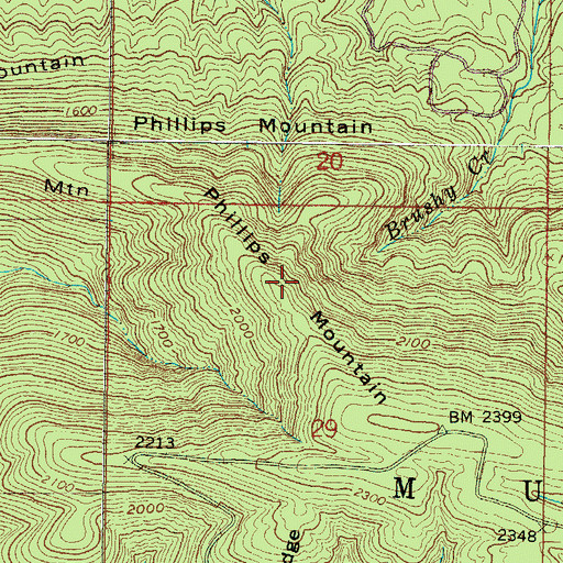 Topographic Map of Phillips Mountain, OK