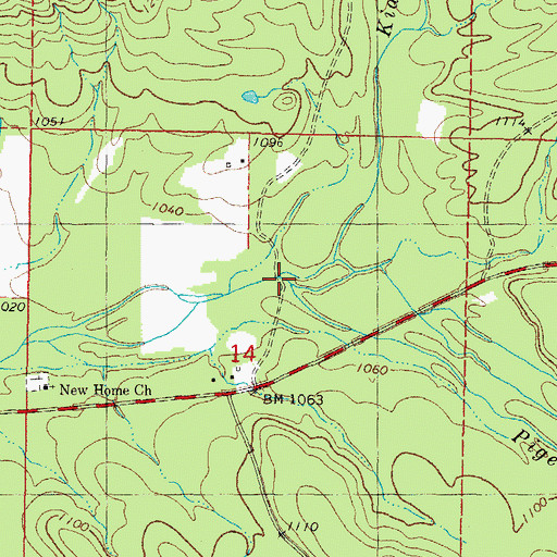 Topographic Map of Pigeon Creek, OK