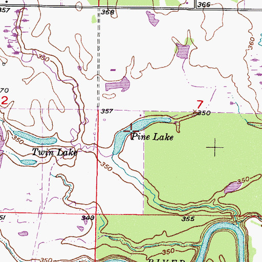 Topographic Map of Pine Lake, OK