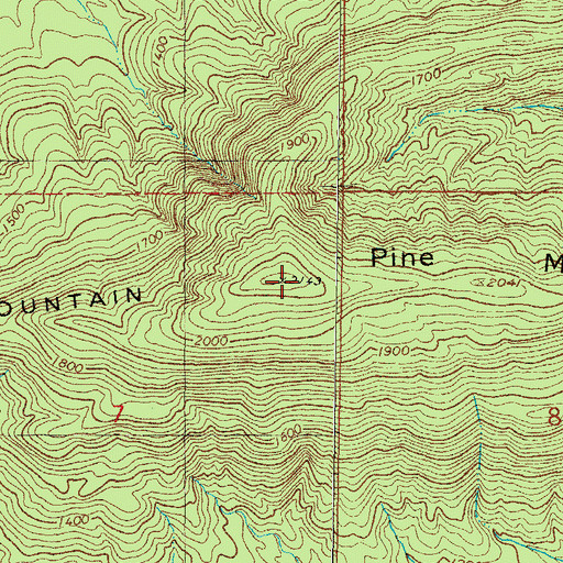 Topographic Map of Pine Mountain, OK