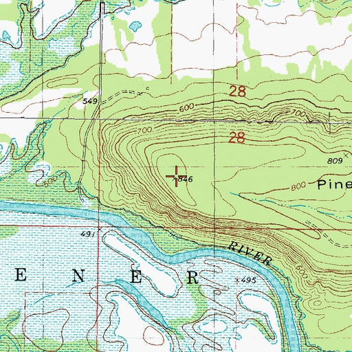 Topographic Map of Pine Mountain, OK