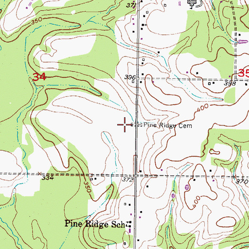 Topographic Map of Pine Ridge Cemetery, OK
