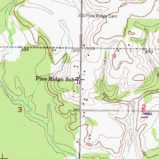 Topographic Map of Pine Ridge School, OK