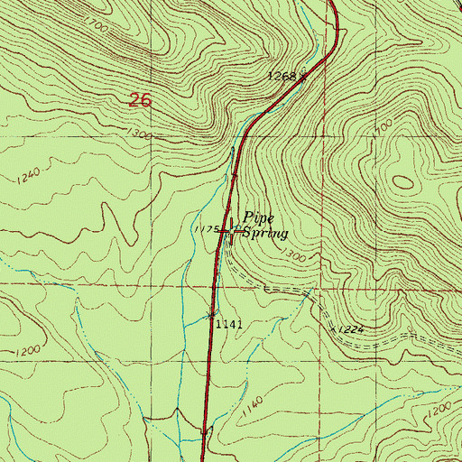 Topographic Map of Pipe Spring, OK