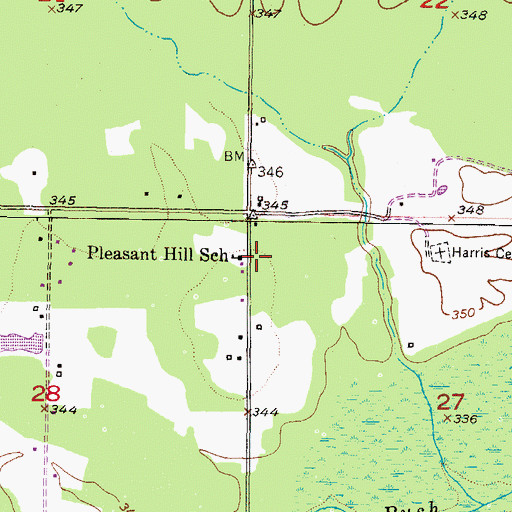Topographic Map of Pleasant Hill School, OK