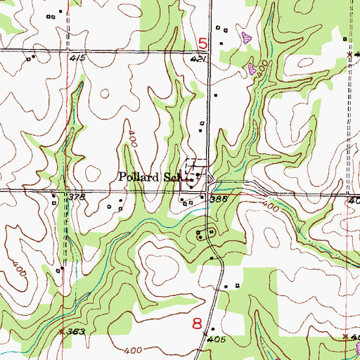 Topographic Map of Pollard School, OK