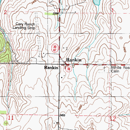 Topographic Map of Rankin, OK