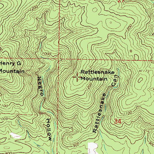 Topographic Map of Rattlesnake Mountain, OK