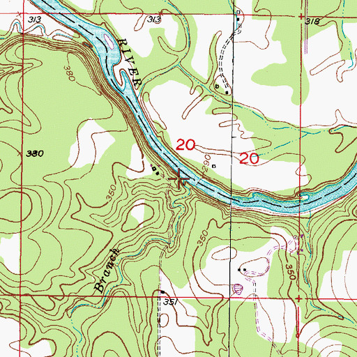 Topographic Map of Red Branch, OK