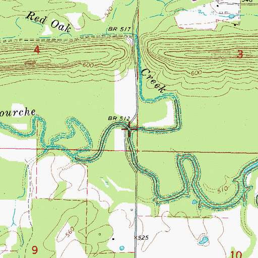 Topographic Map of Red Oak Creek, OK