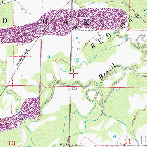 Topographic Map of Red Oak-Norris Gas Field, OK
