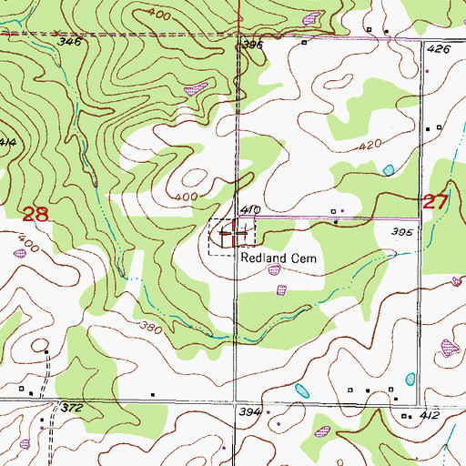 Topographic Map of Redland Cemetery, OK