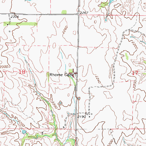Topographic Map of Rhome Cemetery, OK