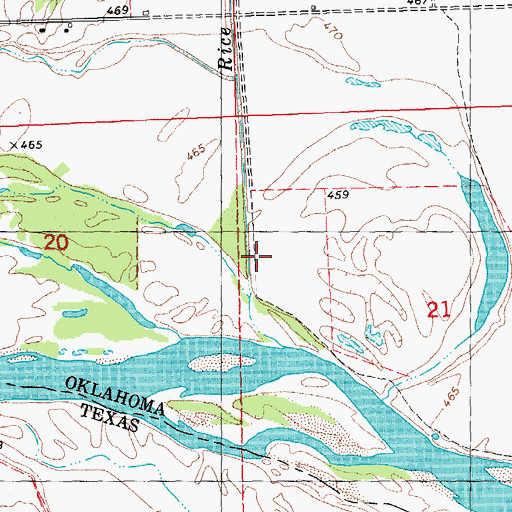 Topographic Map of Rice Creek, OK
