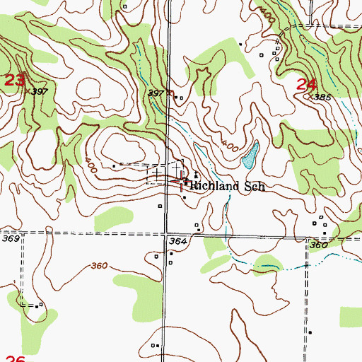 Topographic Map of Richland School, OK