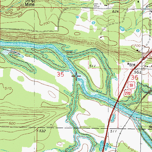 Topographic Map of Rock Creek, OK