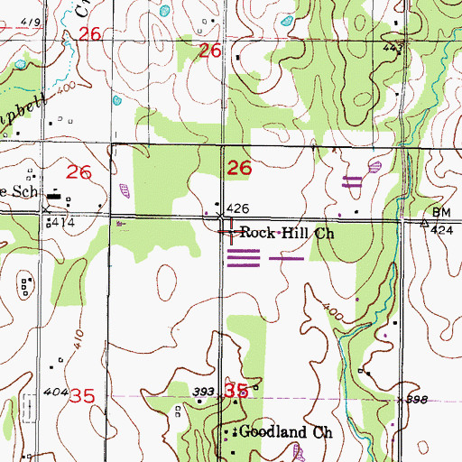 Topographic Map of Rock Hill Church, OK