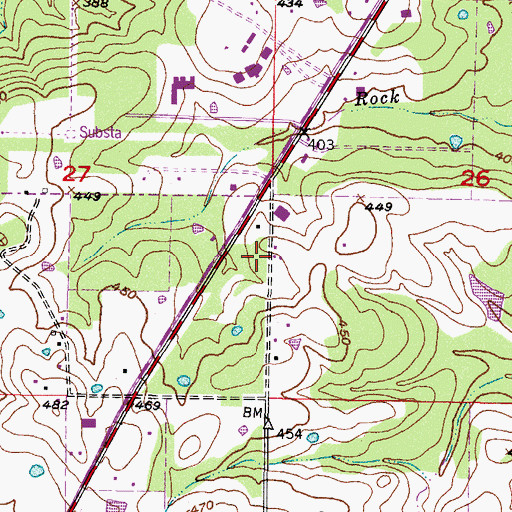 Topographic Map of Rocky Ford School, OK
