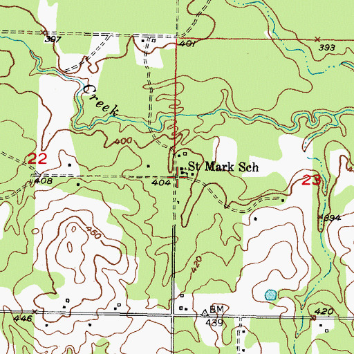 Topographic Map of Saint Mark School, OK