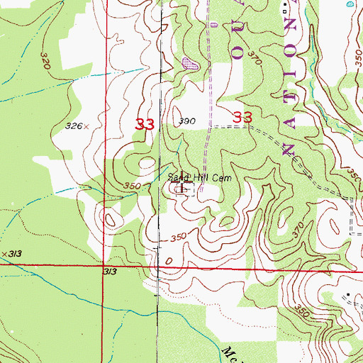 Topographic Map of Sand Hill Cemetery, OK