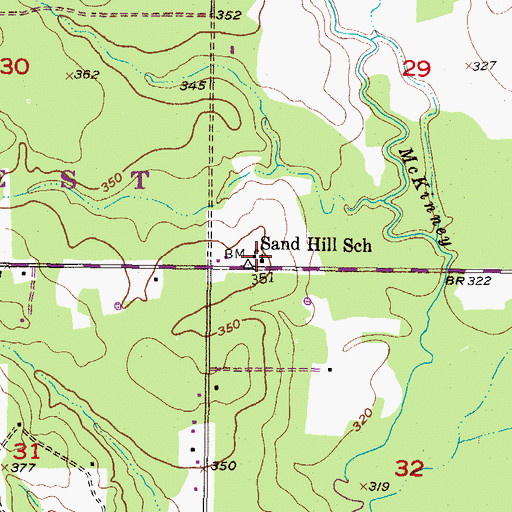 Topographic Map of Sand Hill School, OK