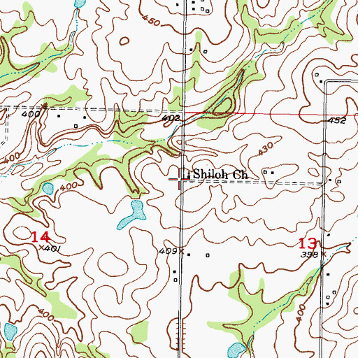 Topographic Map of Shiloh Church, OK