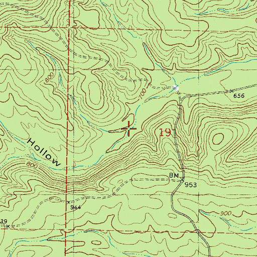 Topographic Map of Short Hollow, OK