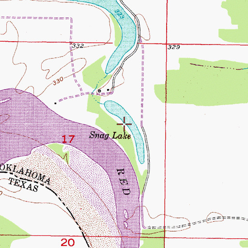 Topographic Map of Snag Lake, OK