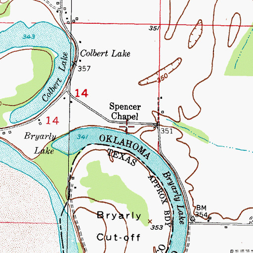 Topographic Map of Spencer Chapel, OK