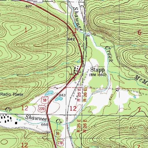 Topographic Map of Stapp, OK