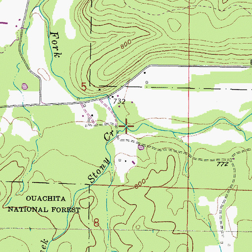 Topographic Map of Stony Creek, OK