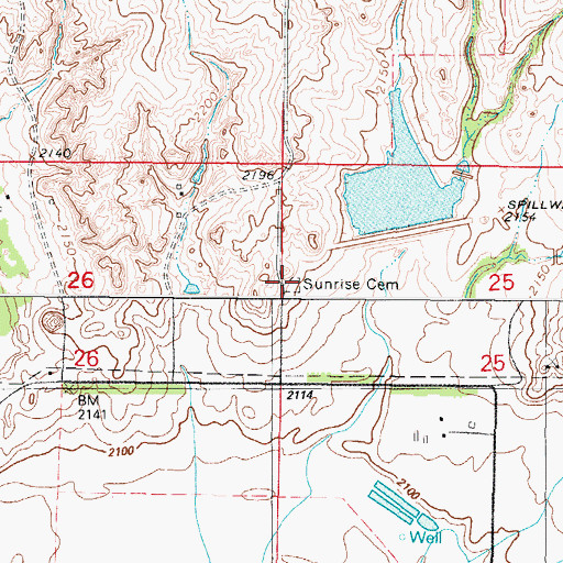 Topographic Map of Sunrise Cemetery, OK