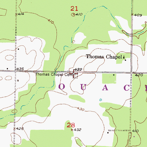 Topographic Map of Thomas Chapel Cemetery, OK