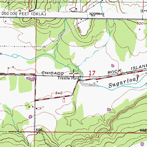 Topographic Map of Trestle Ford, OK