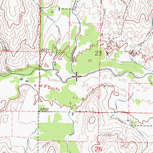 Topographic Map of Trunk Creek, OK