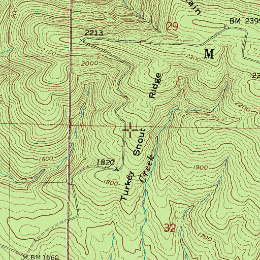 Topographic Map of Turkey Snout Ridge, OK