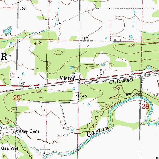 Topographic Map of Victor, OK
