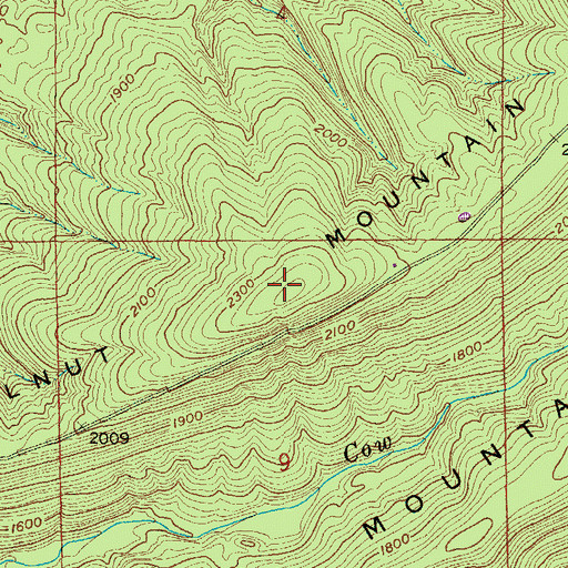 Topographic Map of Walnut Mountain, OK
