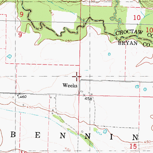 Topographic Map of Weeks, OK