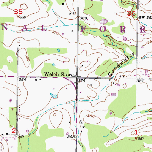 Topographic Map of Welch Store, OK