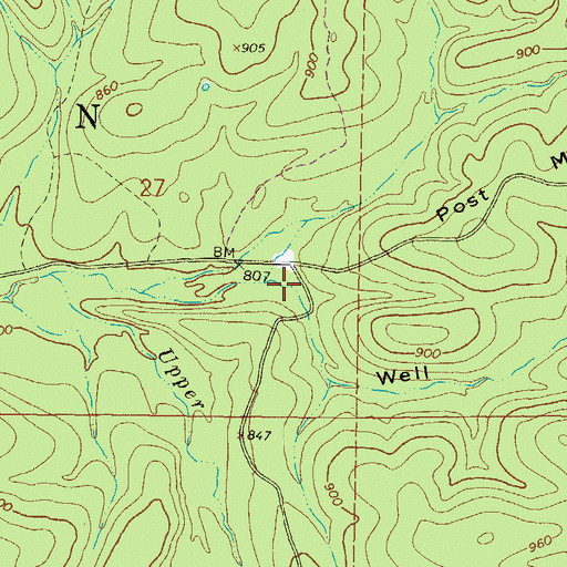Topographic Map of Well Hollow, OK