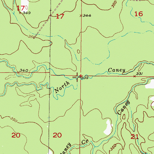 Topographic Map of White Oak Creek, OK