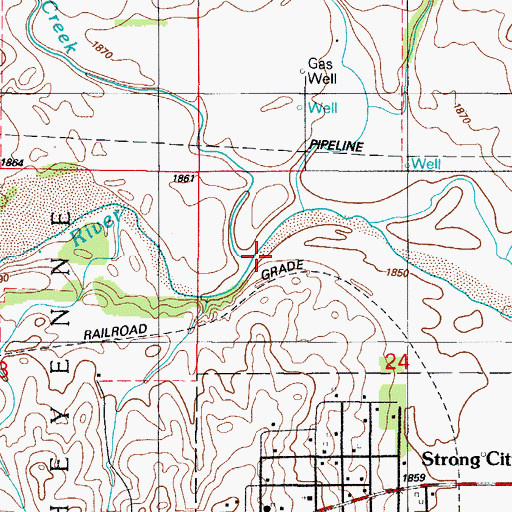 Topographic Map of Wild Horse Creek, OK